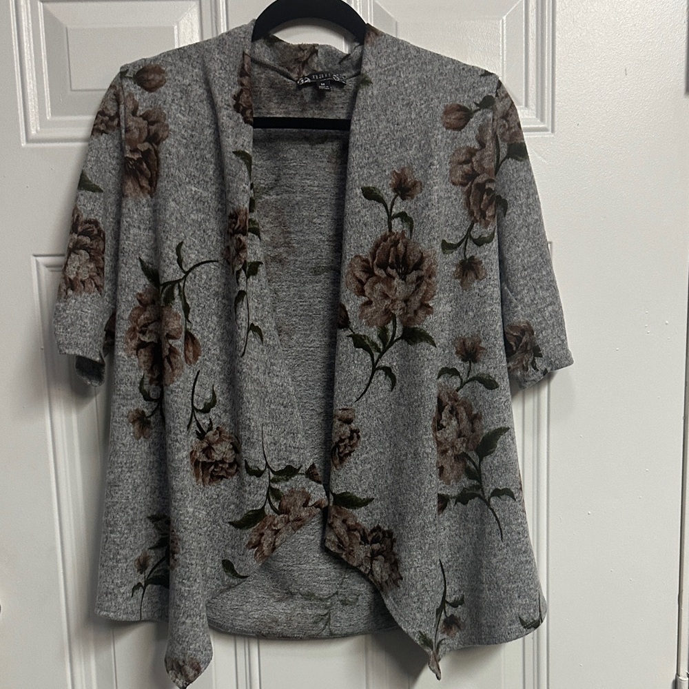 NAIF Gray & brown Floral Cardigan Sweater